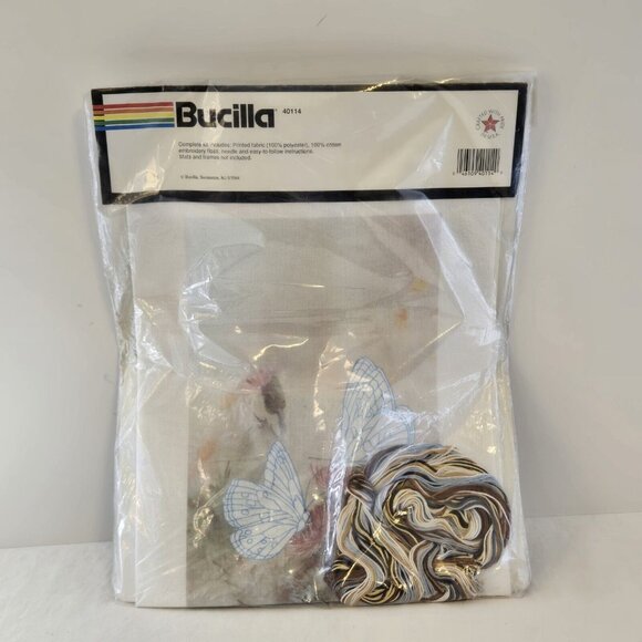 Vtg Bucilla Butterfly Dance Pair Embroidery Stitchery Kit 40114 7 x 16 1987 NOS - Picture 7 of 7